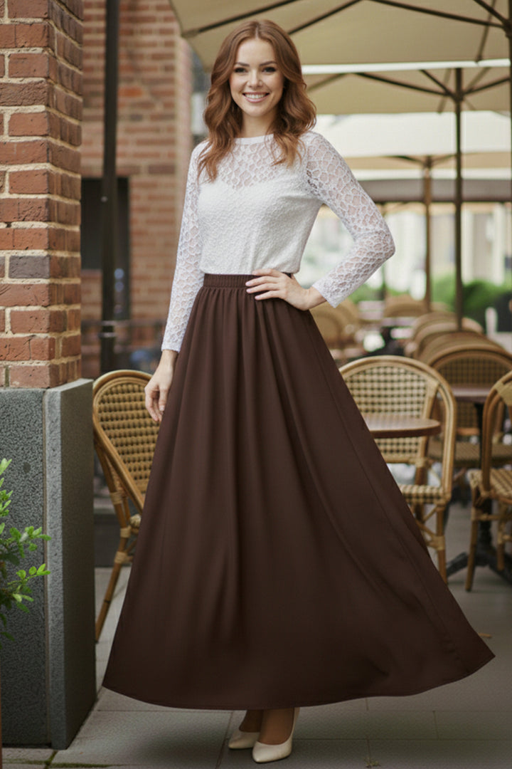 BNG Women Beli Lastikli Double Etek M213 Kahverengi - Slobozia