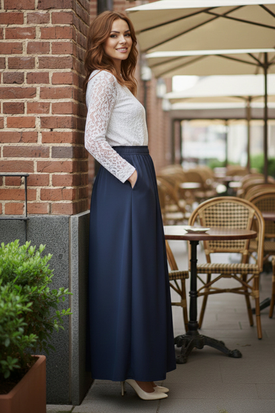 BNG Women Beli Lastikli Double Etek M213 Lacivert - Hannover