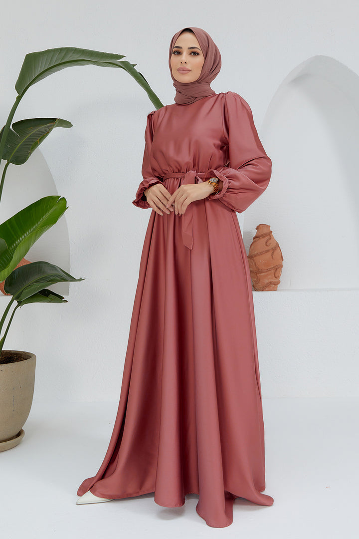 ZRF Women Liza Belted Satin Dress - Rose Pink - Portland