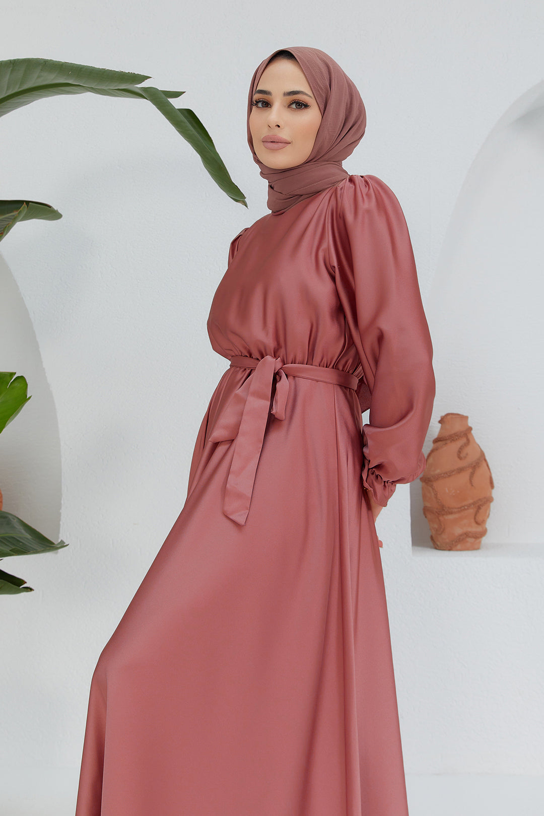 ZRF Women Liza Belted Satin Dress - Rose Pink - Portland