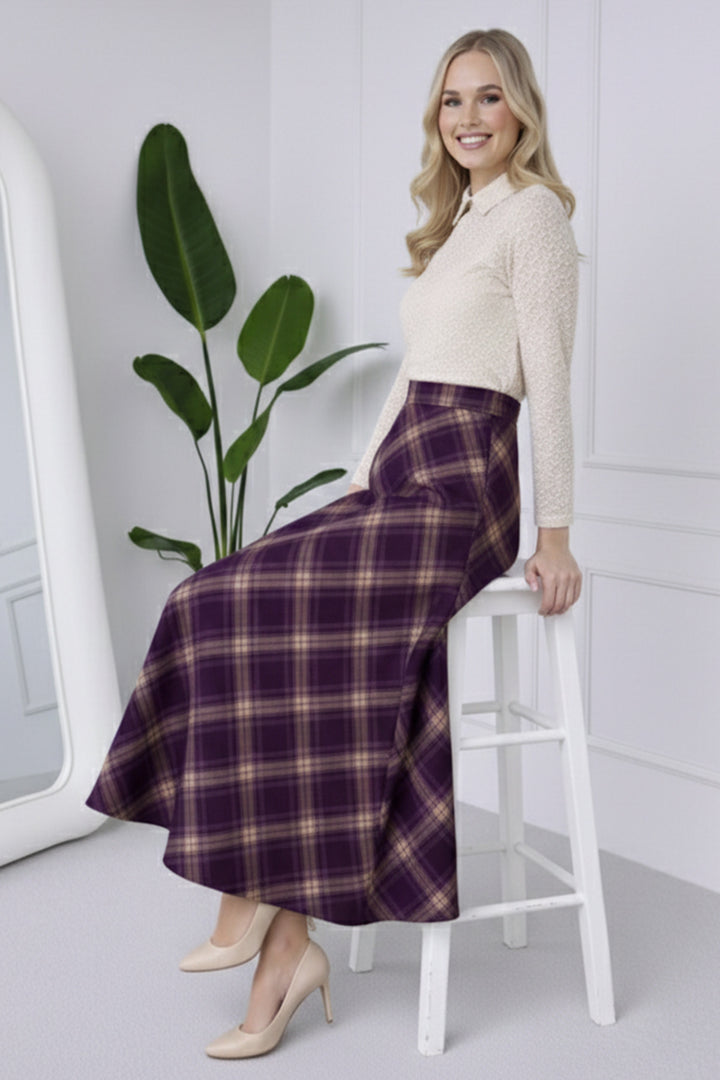 BNG Women Ekoseli Saten Etek A60627 Mor - Eindhoven