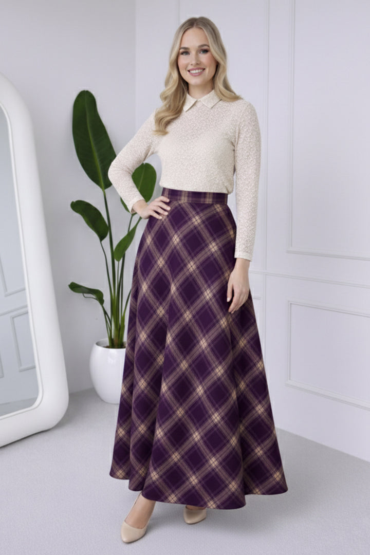 BNG Women Ekoseli Saten Etek A60627 Mor - Eindhoven