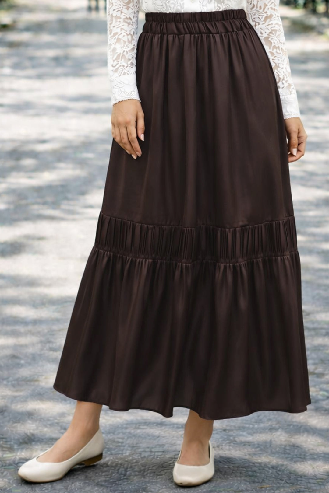 BNG Women Beli Lastikli Etek A60659 Kahverengi - Prato
