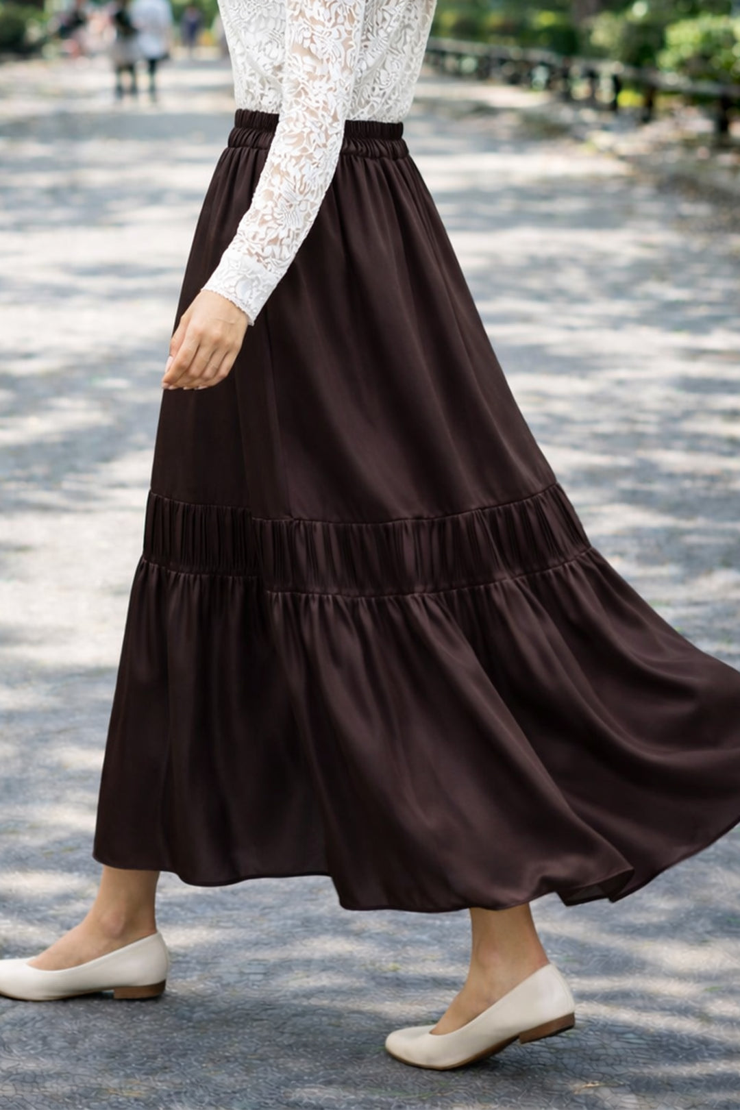 BNG Women Beli Lastikli Etek A60659 Kahverengi - Prato