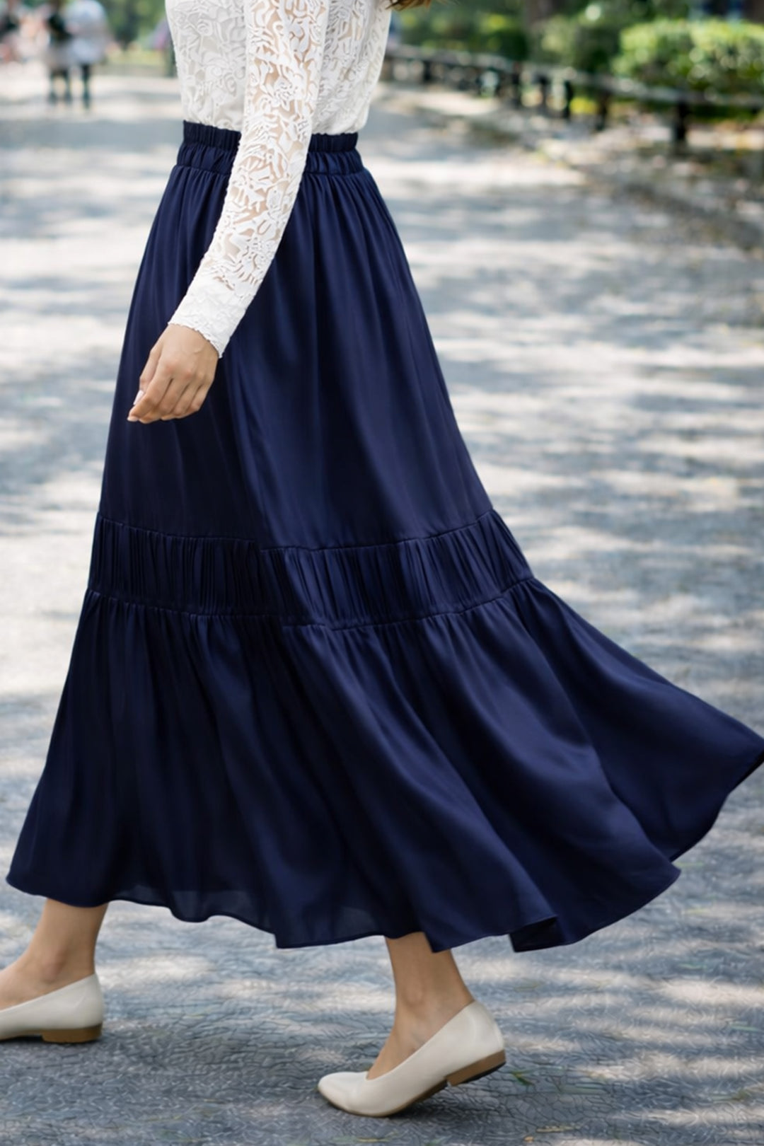 BNG Women Beli Lastikli Etek A60659 Lacivert - Cannock