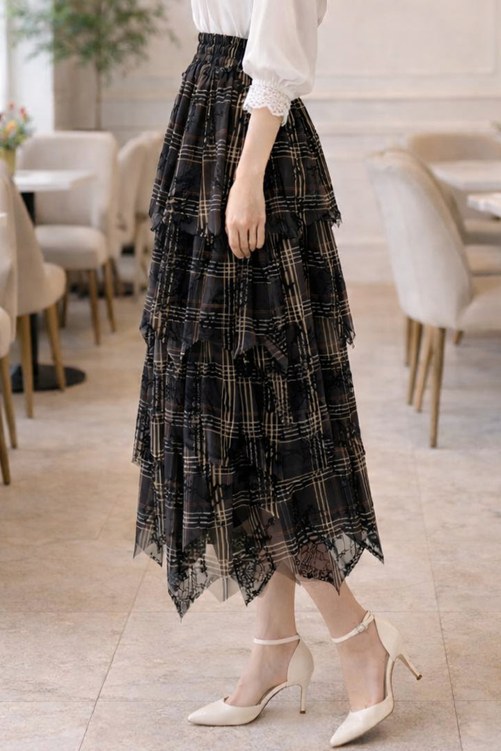 BNG Women Katlı Flok Etek A60691 Siyah - Steyr