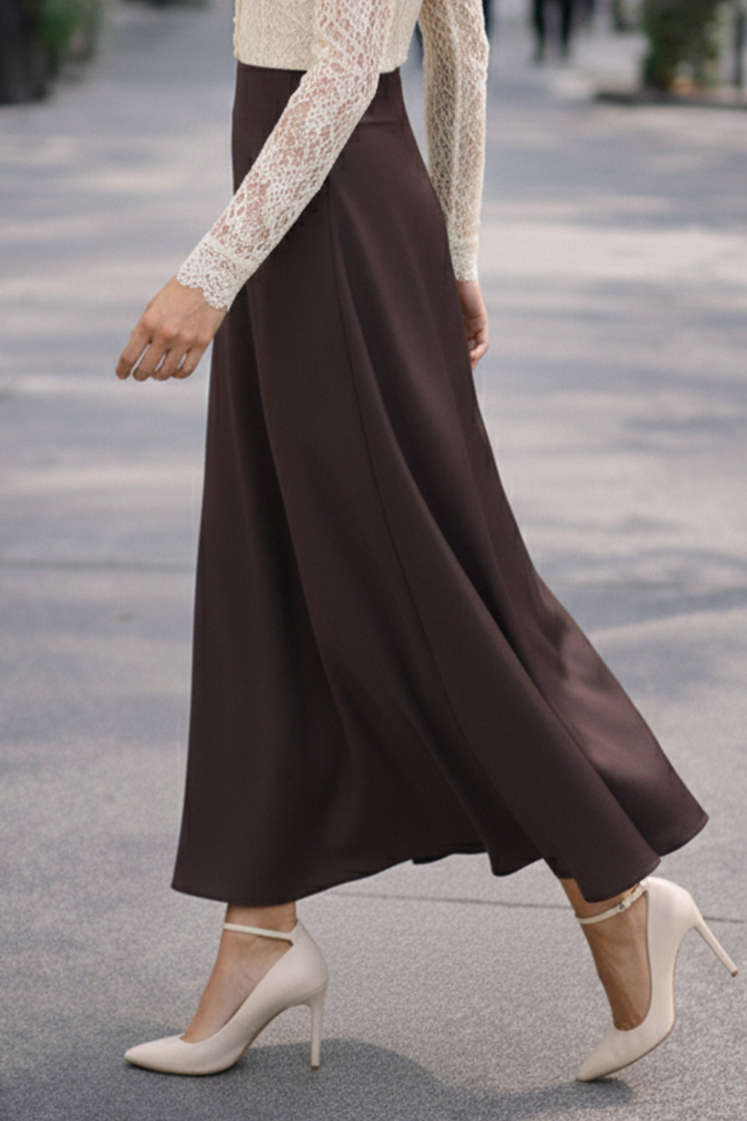 BNG Women Saten Etek A60631 Kahverengi - Georgetown