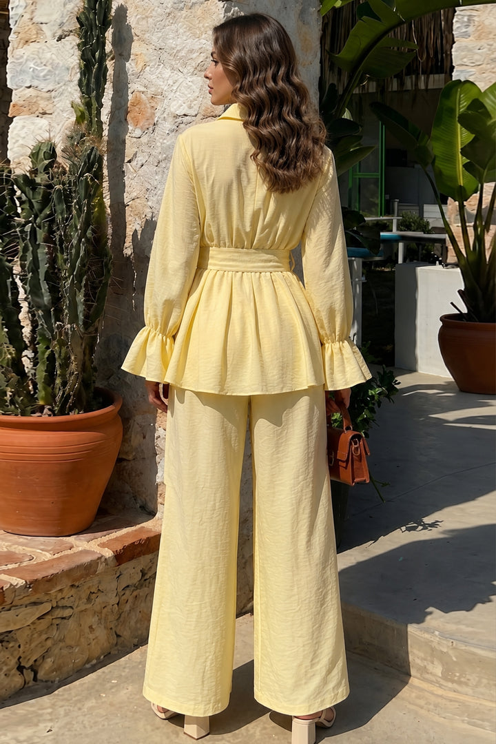 BNG Women Volanlı Tesettür Takım A9287-Çl Limon Sarısı - Marlborough