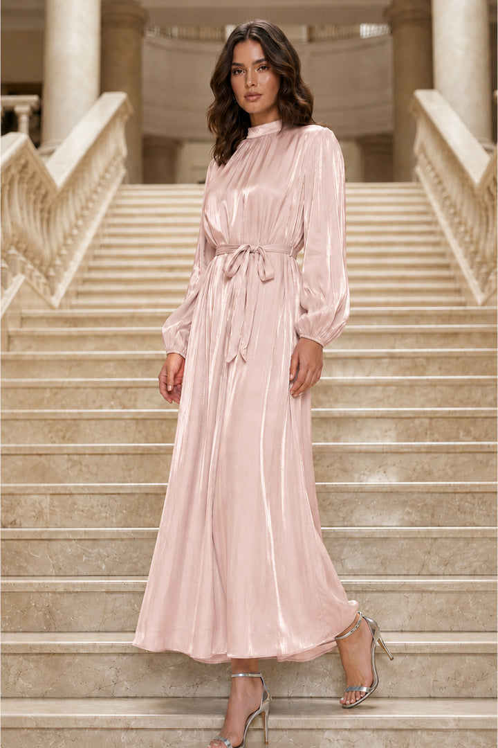 BNG Women Balon Kol Abiye Elbise A35148-Pr Pudra - Choisy-le-Roi