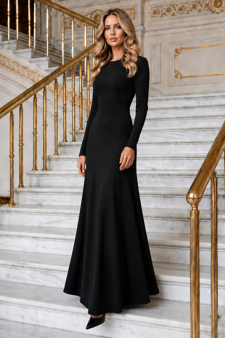 BNG Women Payetli Tesettür Elbise A9273-Sn Siyah - Brookhaven