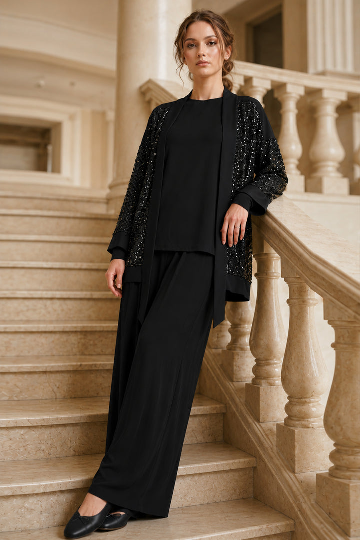 BNG Women Payetli Tesettür Takım A9268 Siyah - Seevetal