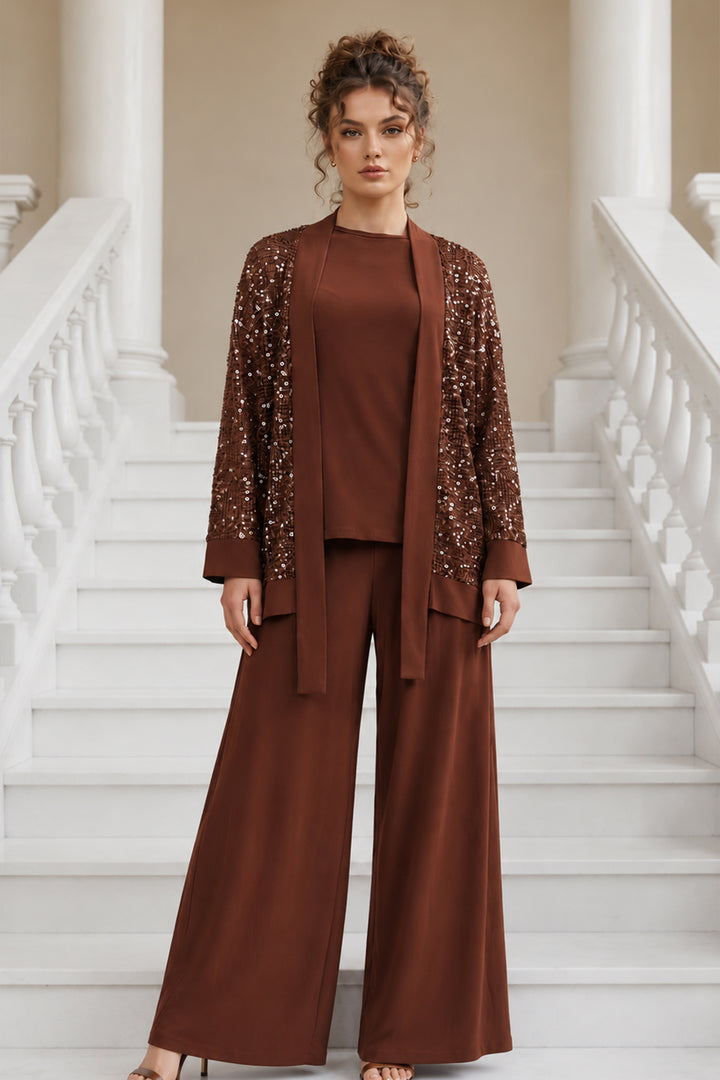 BNG Women Payetli Tesettür Takım A9253 Taba - Pearland