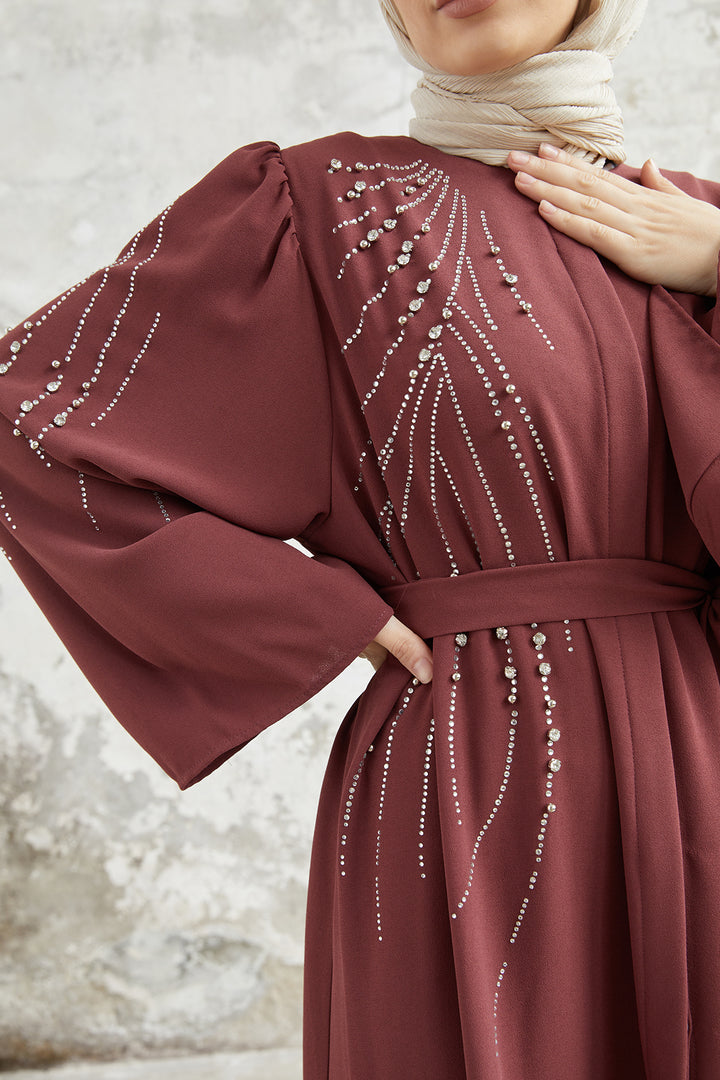 ZRF Women Viona Stone-Embellished Abaya - Rose Pink - Troy