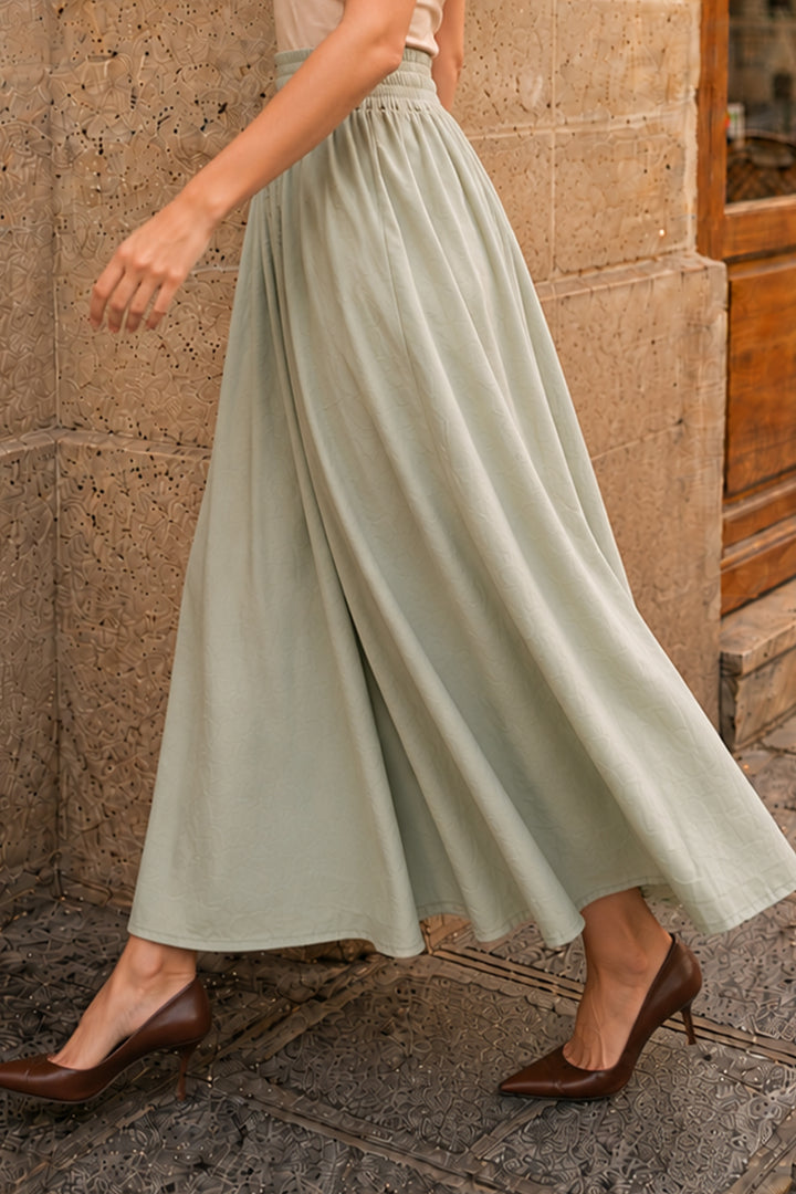 BNG Women Beli Lastikli  Poplin Etek N224 Çağla - Greenock