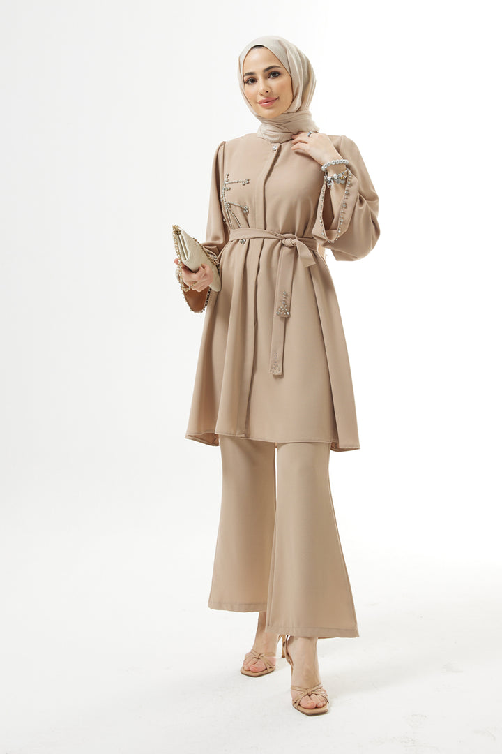 ZRF Women Luna Stone-Embroidered Set - Beige - Piraeus