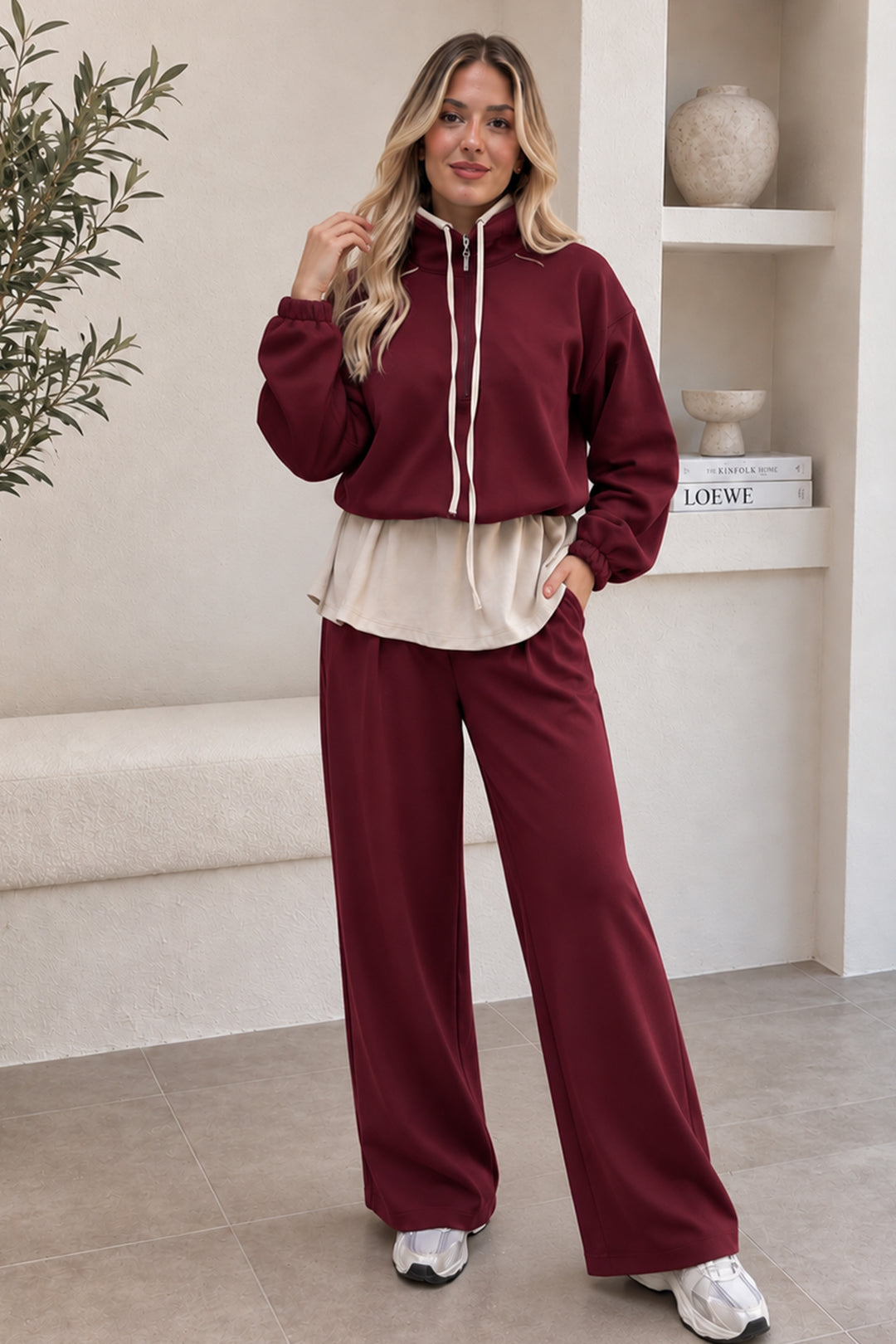 BNG Women Garnili Spor İkili Takım A808 Bordo - Madera