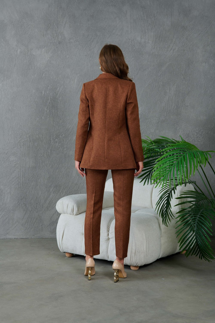 NDL Women Buttoned Stamp Women's Suit Brown - Florin