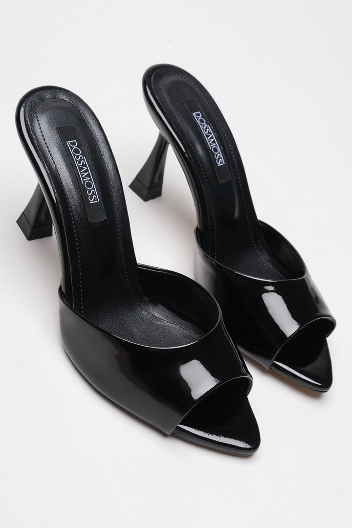 DSM Avisa Black Patent Leather High Heel Women's Slippers - Kropyvnytskyi