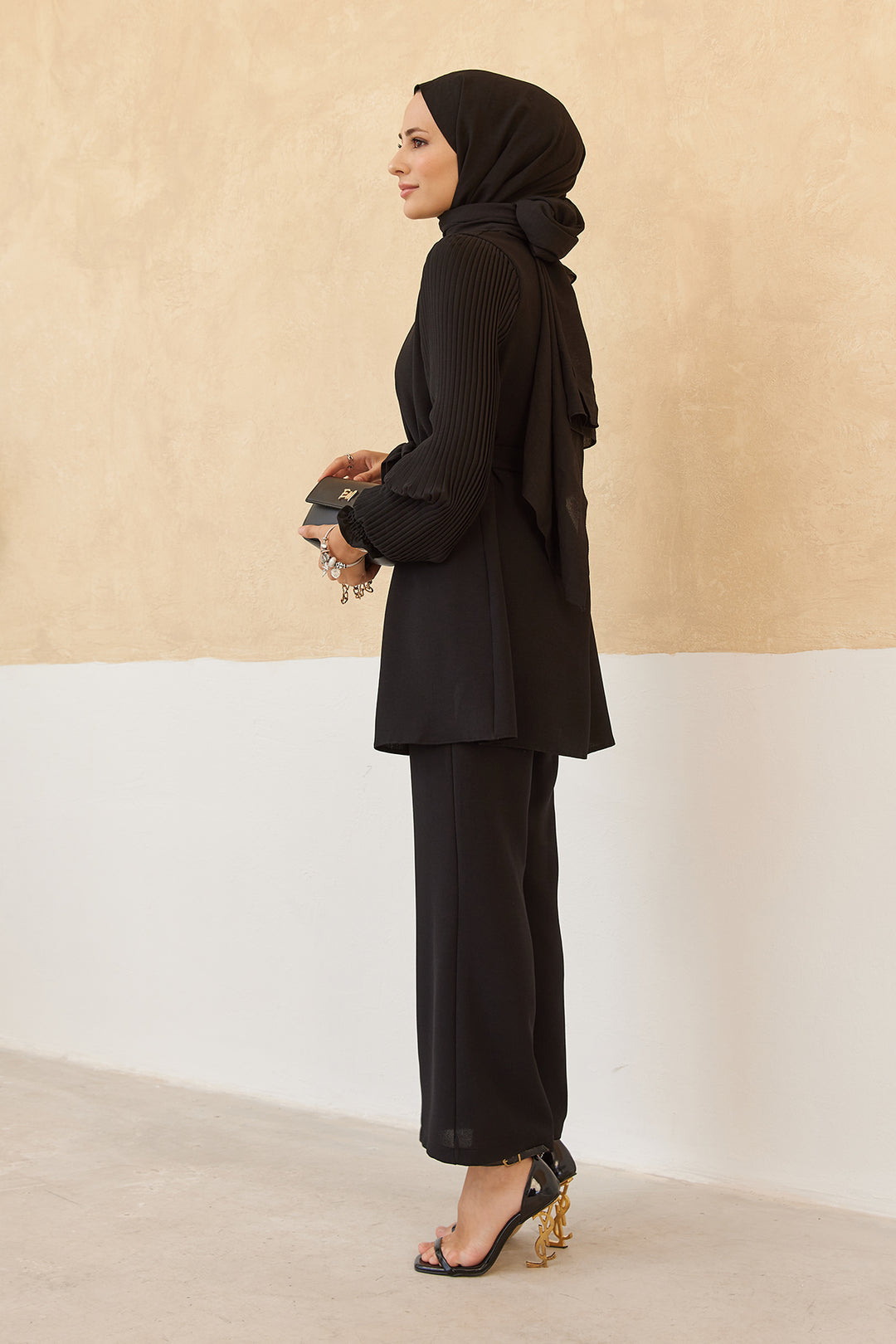 ZRF Women Sleeves Puffy Pants Tunic Set - Black - Tepotzotlán