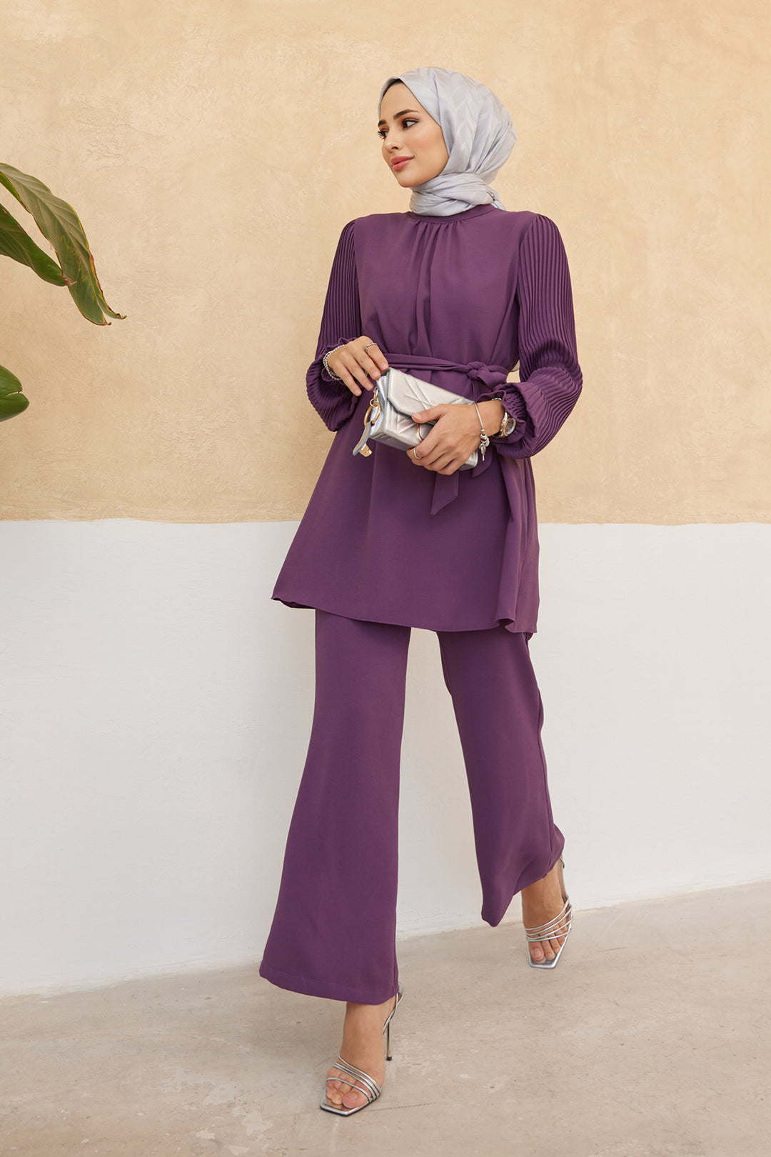 ZRF Women Sleeves Puffy Pants Tunic Set - Lilac - Glenrothes