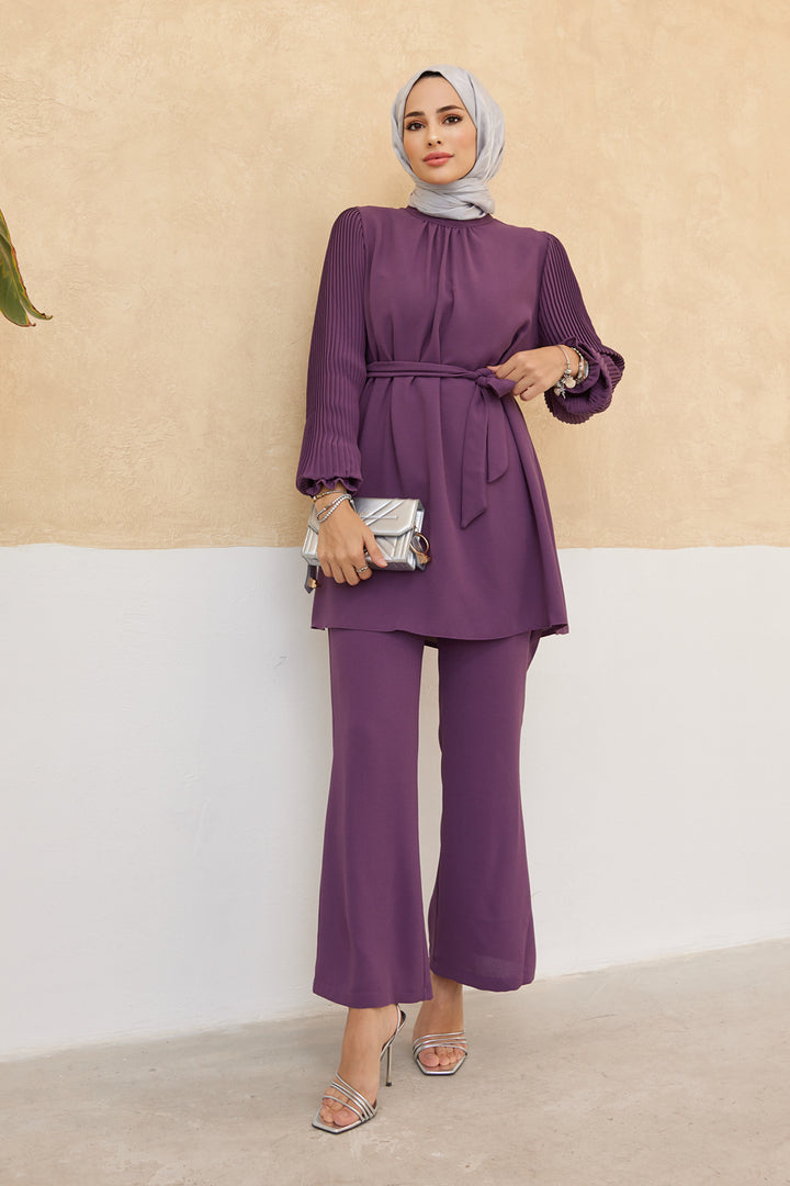 ZRF Women Sleeves Puffy Pants Tunic Set - Lilac - Glenrothes