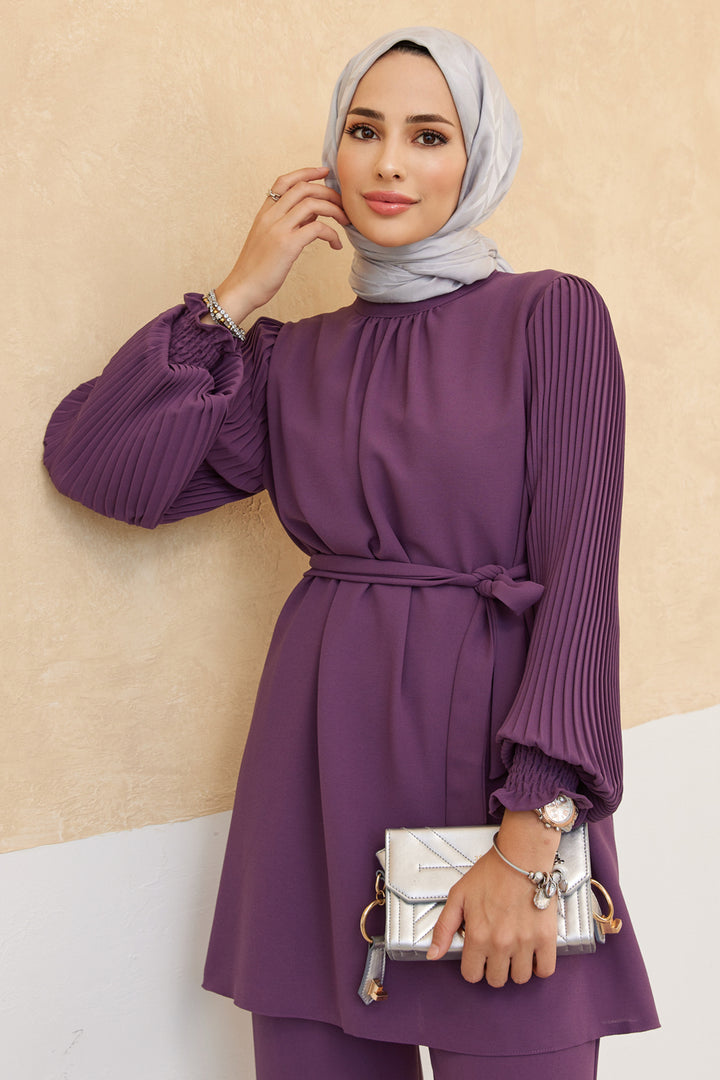 ZRF Women Sleeves Puffy Pants Tunic Set - Lilac - Glenrothes