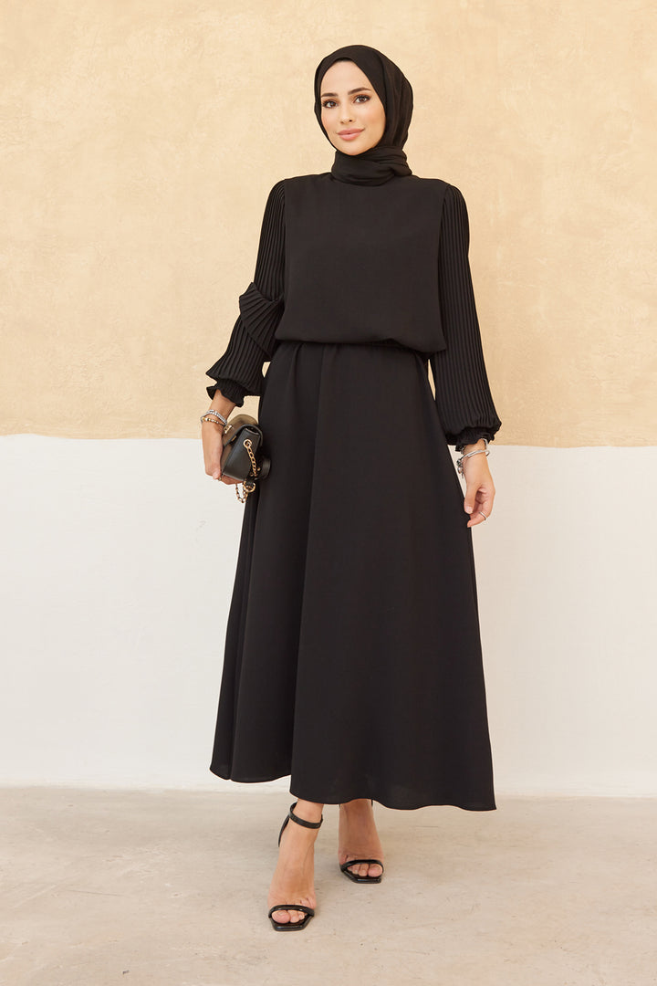 ZRF Women Sleeveless Skirt Tunic Set with Ruffled Sleeves - Black - Verviers