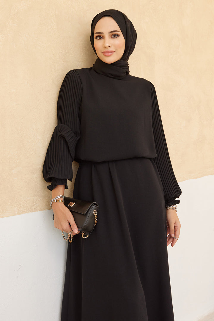 ZRF Women Sleeveless Skirt Tunic Set with Ruffled Sleeves - Black - Verviers