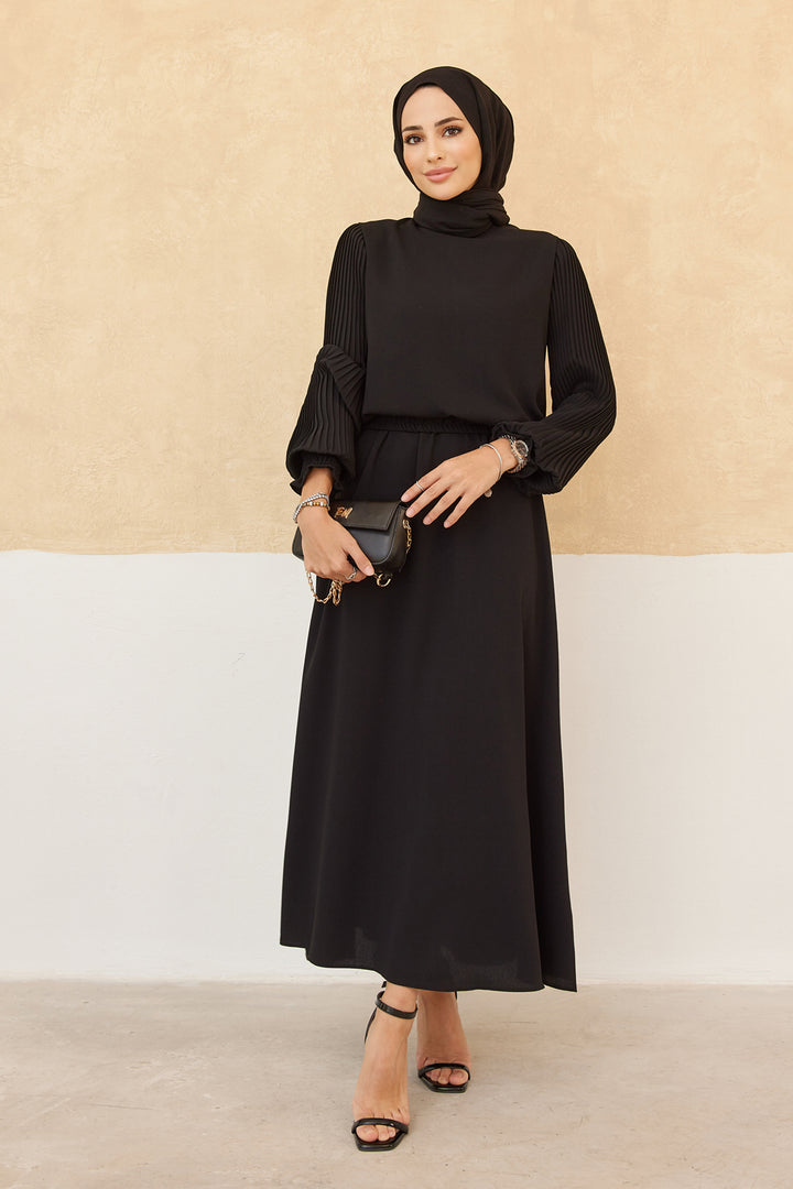 ZRF Women Sleeveless Skirt Tunic Set with Ruffled Sleeves - Black - Verviers