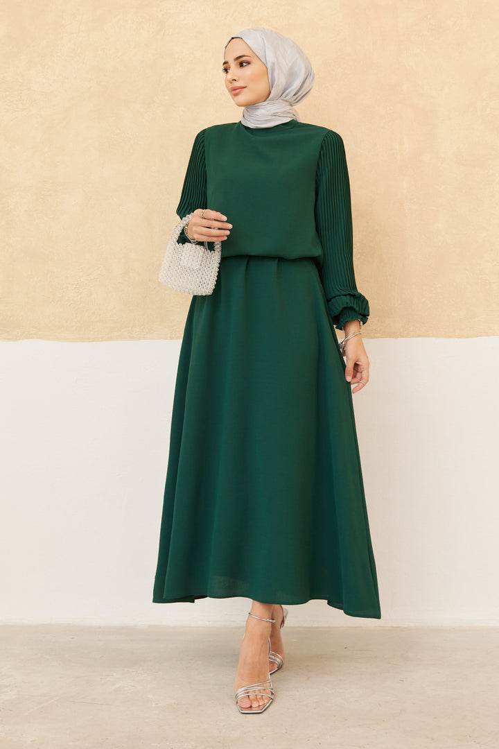 ZRF Women Sleeves Puffy Skirt Tunic Set - Emerald - Franklin