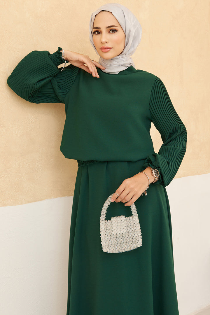 ZRF Women Sleeves Puffy Skirt Tunic Set - Emerald - Franklin