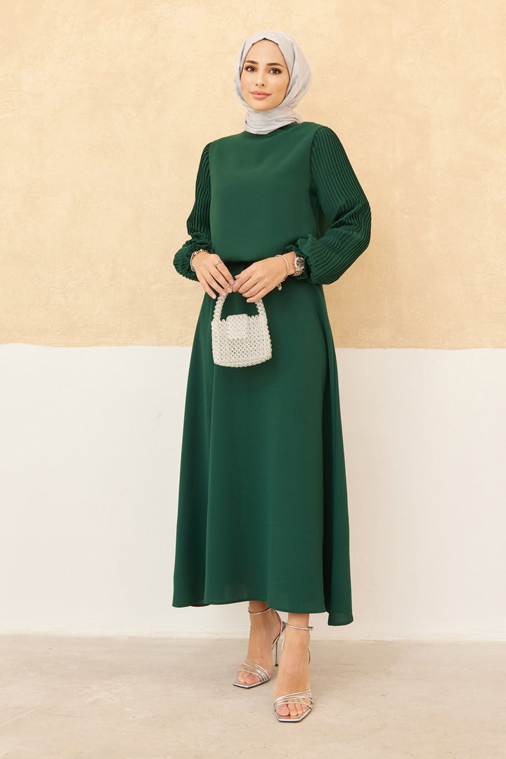 ZRF Women Sleeves Puffy Skirt Tunic Set - Emerald - Franklin