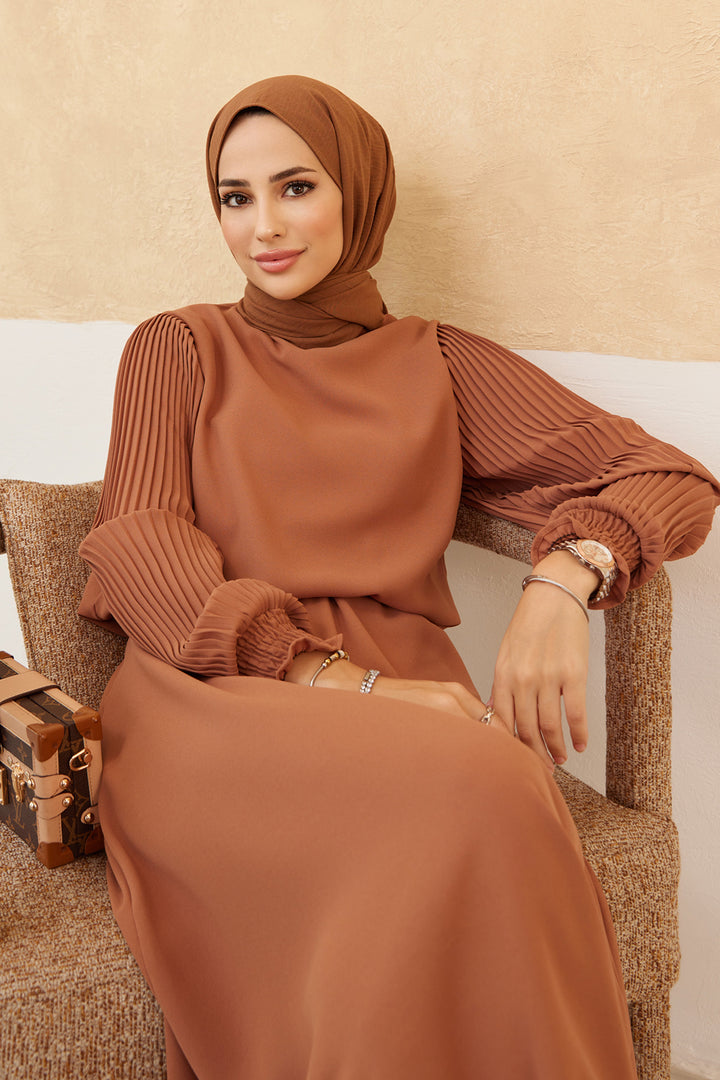 ZRF Women Sleeveless Skirt Tunic Set with Frilled Sleeves - Camel - Fontana