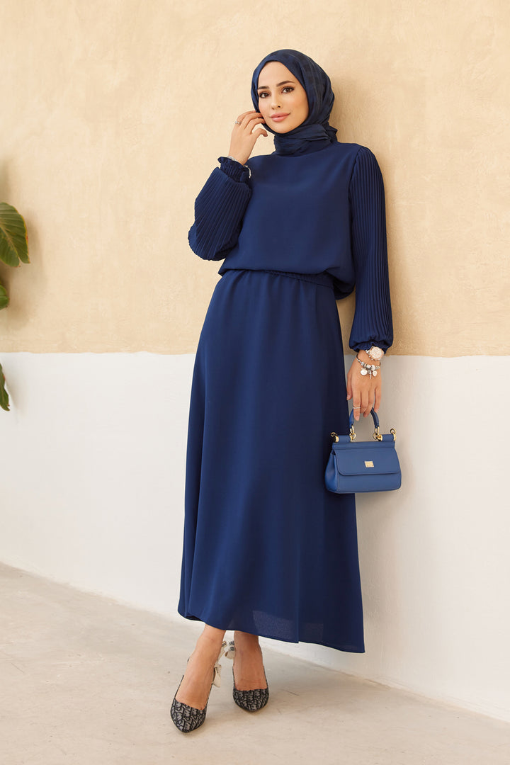 ZRF Women Sleeveless Skirt Tunic Set with Ruffled Sleeves - Indigo - Viareggio