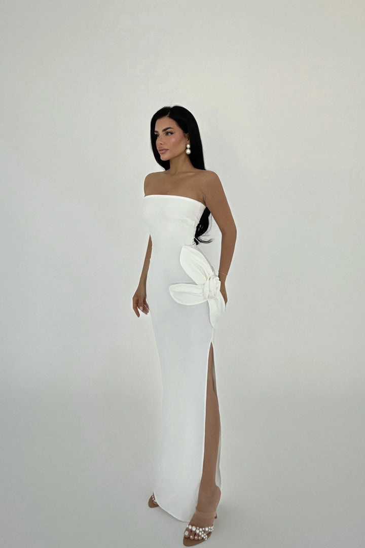 EYY Women Beyaz Gül Detaylı Straplez Elbise - Troisdorf