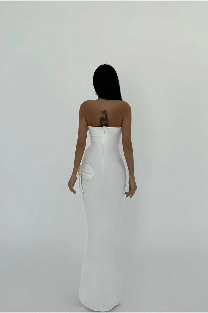 EYY Women Beyaz Gül Detaylı Straplez Elbise - Troisdorf