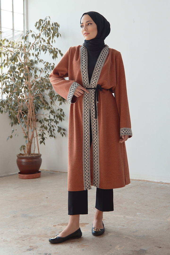 ZRF Women Lace-Up Knit Kimono - Camel - Alchevsk