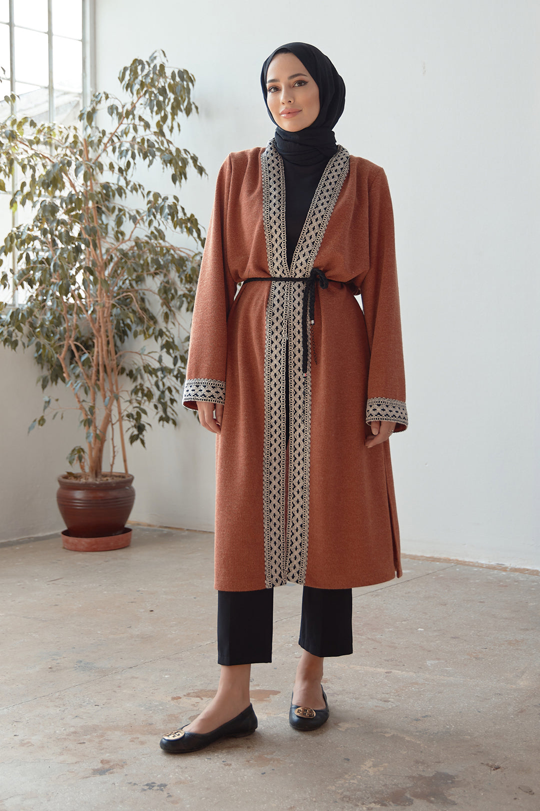 ZRF Women Lace-Up Knit Kimono - Camel - Alchevsk