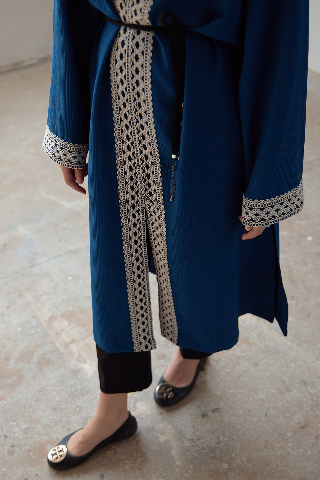 ZRF Women Lace-Up Knit Kimono - Blue - Fedosiia