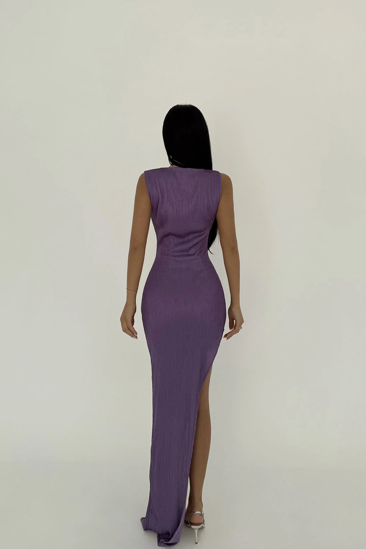 EYY Women Purple Deep Slit Long Dress - New Rochelle