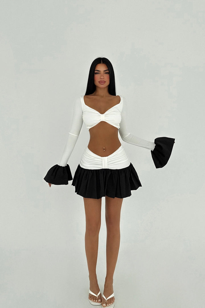 EYY Women White Sparkly Skirt Top Set - Huizen