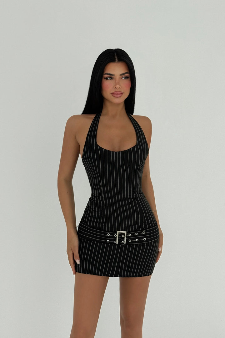 EYY Women Black Belt Joa Mini Belt Detail Dress - Nuremberg