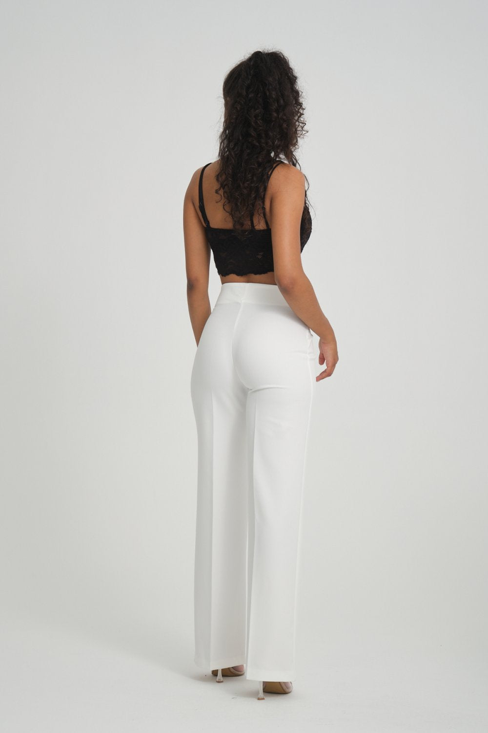 NDL Women Wide Leg Pants with Side Chain Detail White - Rodgau