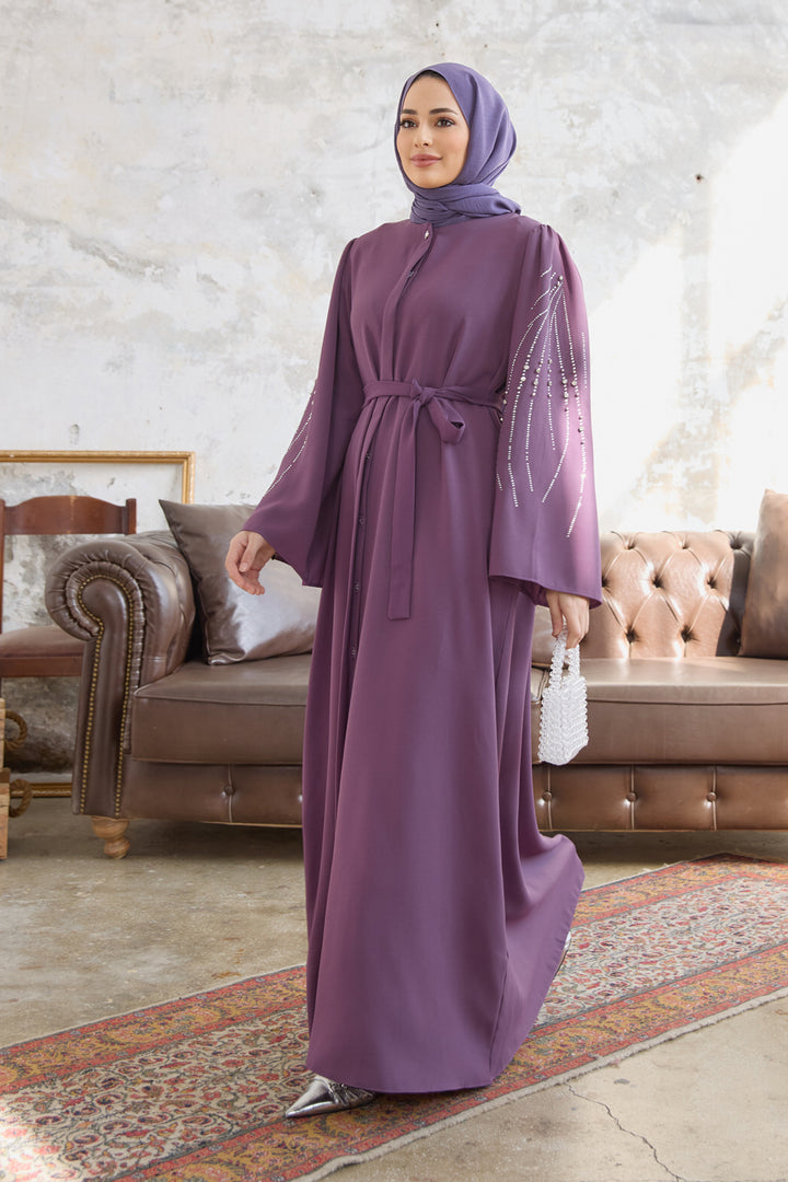 ZRF عباية نسائية بياقة رونا - ليلكي - ماديرا