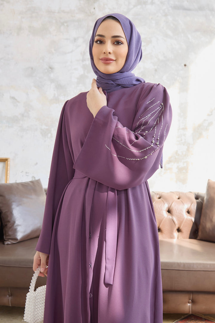 ZRF عباية نسائية بياقة رونا - ليلكي - ماديرا