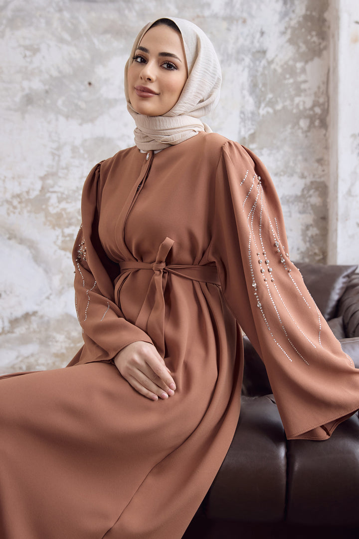 ZRF عباية نسائية منقوشة بياقة رونا - جملي - تيغارد