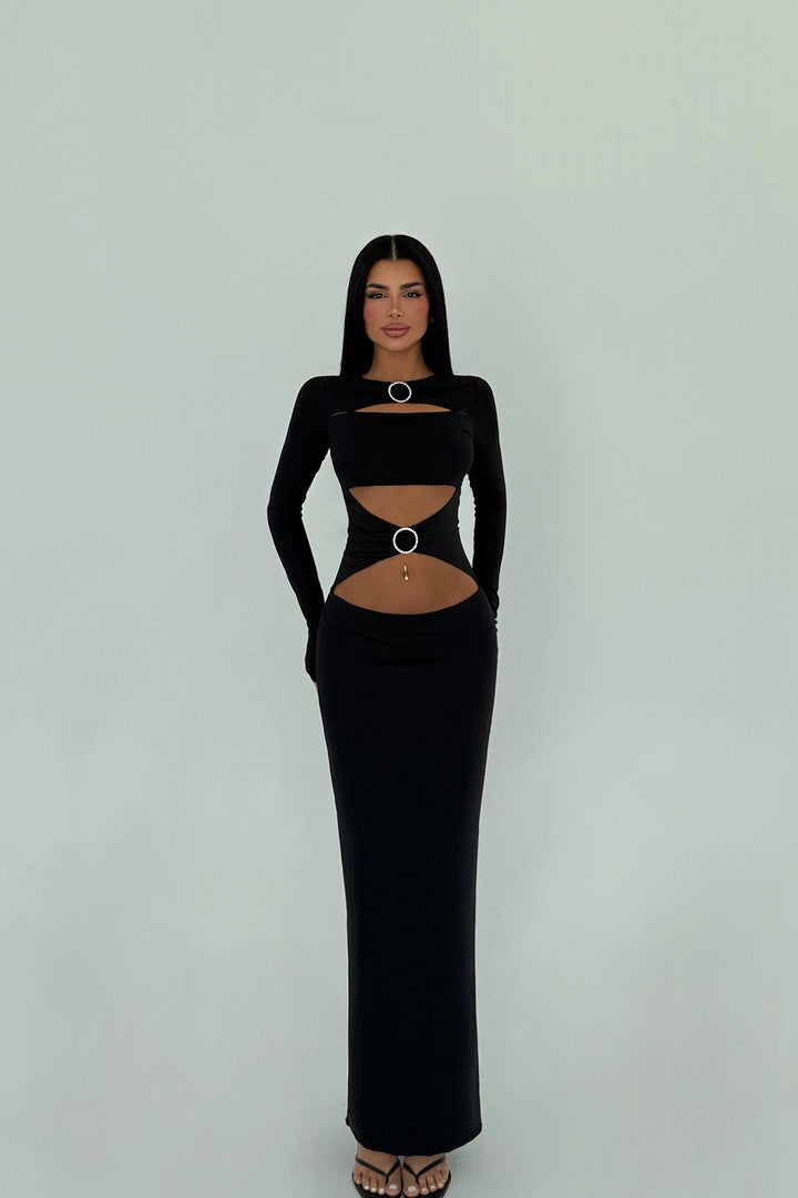 EYY Women Siyah Yüzük Detaylı Uzun Elbise - East Kilbride
