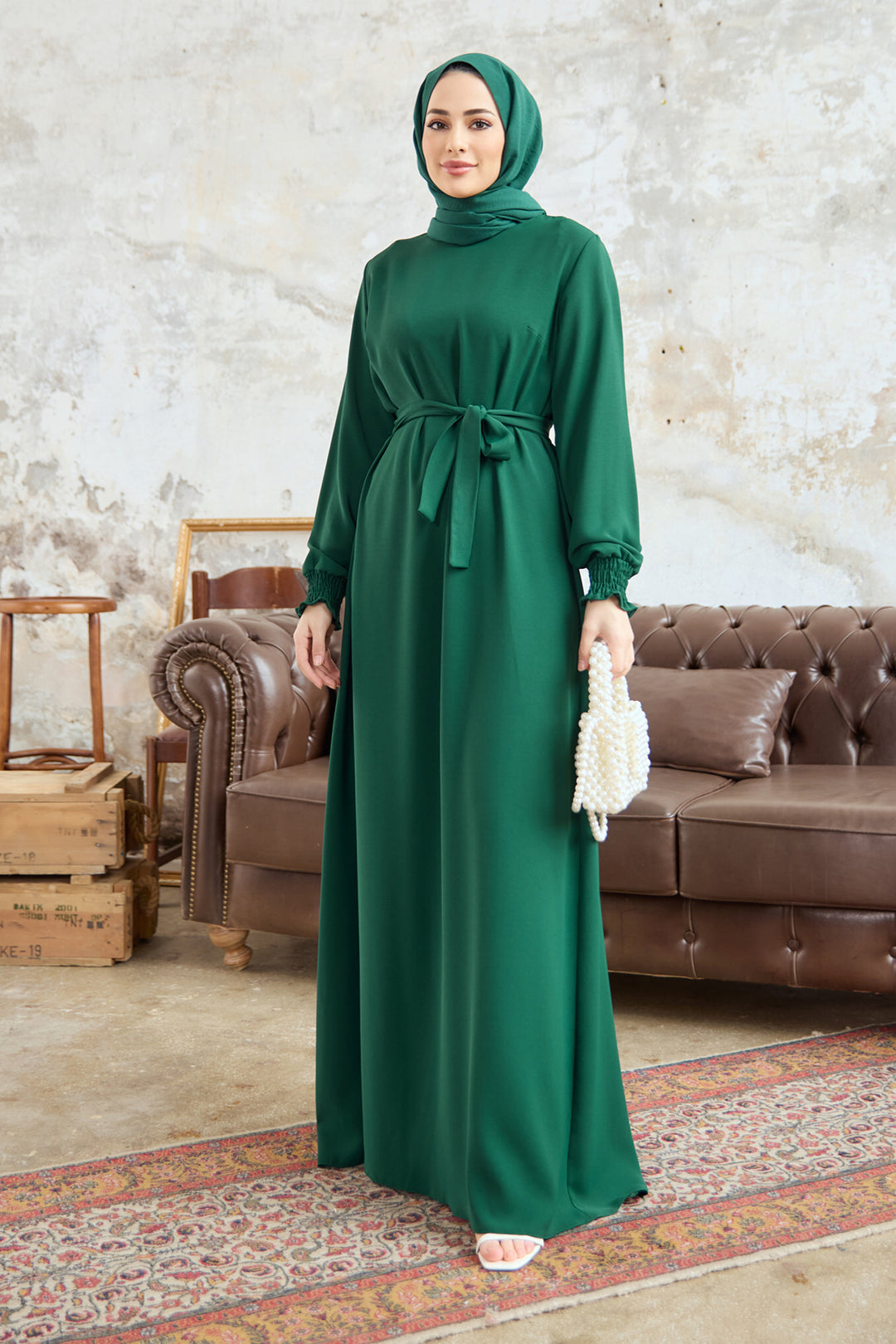 ZRF Women Vera Belted Dress - Emerald - Jilotepec