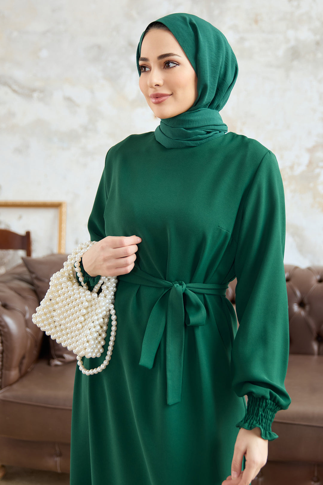 ZRF Women Vera Belted Dress - Emerald - Jilotepec