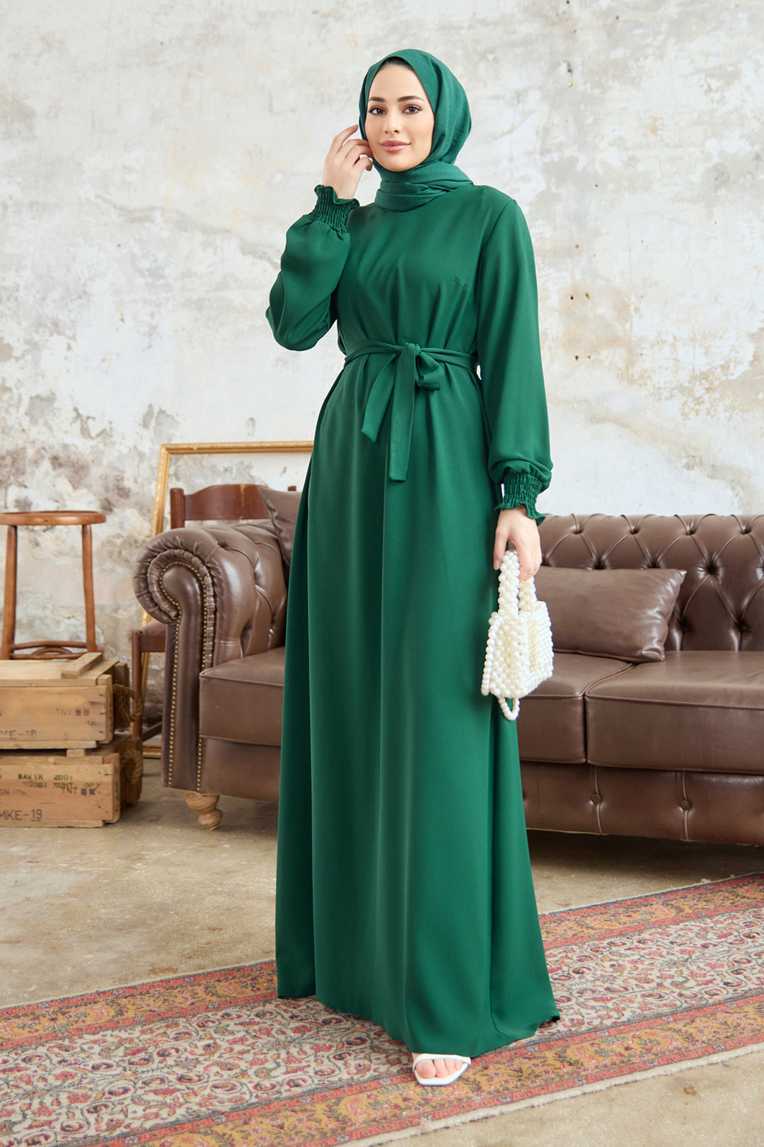ZRF Women Vera Belted Dress - Emerald - Jilotepec